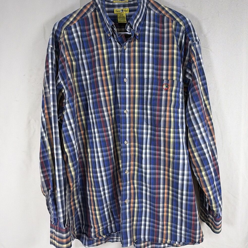 Duck Head Mens L Plaid Button Down Shirt Long Sleeve 100% Cotton